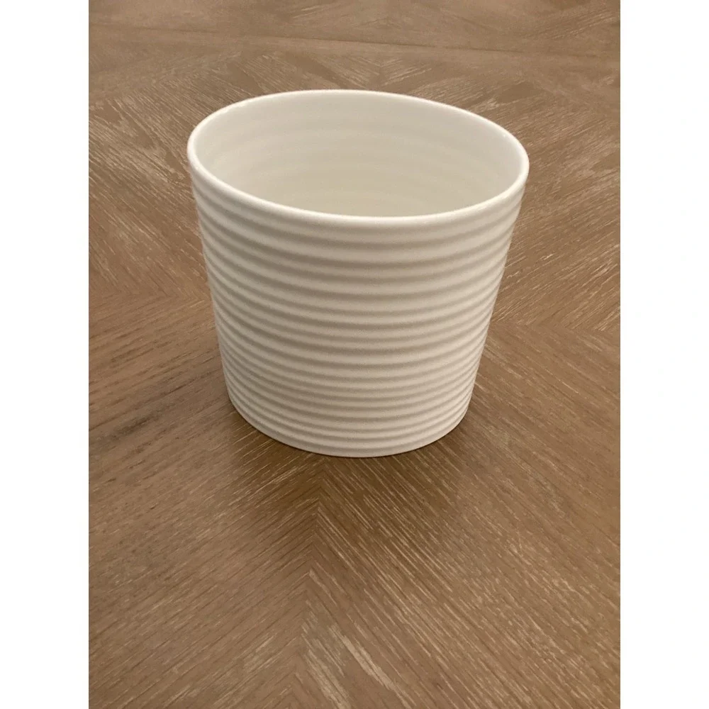 Sophie Conran For Portmeirion Large Oval Pottery Ribbed Utensil Jar NWOT